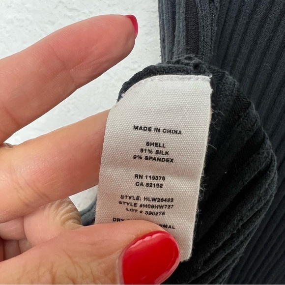 Helmut Lang Ribbed Short Sleeve Silk Blend Top - Picture 2 of 7